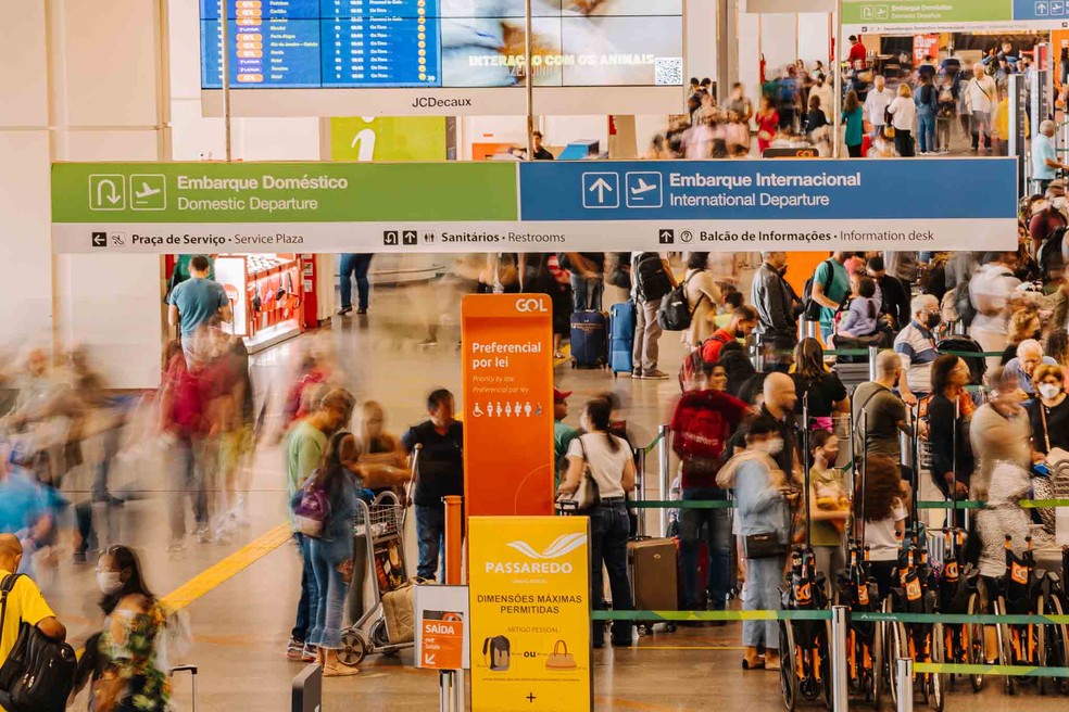 Área de embarque do Aeroporto Internacional de Brasília — Foto:  Milca/Inframerica divulgação