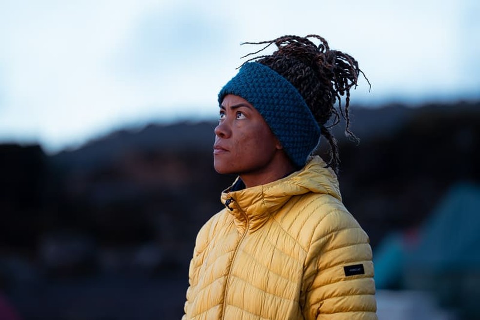 Aretha no Monte Kilimanjaro， em novembro de 2024 — Foto: Gabriel Tarso