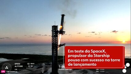 Em teste da SpaceX， propulsor da Starship pousa com sucesso na torre de lançamento