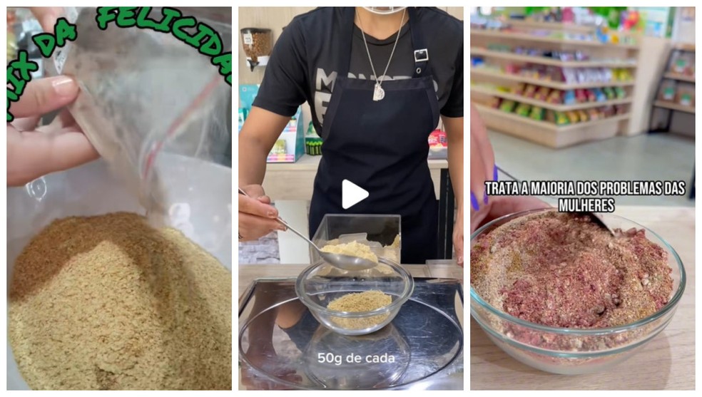 Farinha da felicidade: mistura promete emagrecimento fácil e rápido， mas especialistas destacam que não existe milagre — Foto: reprodução redes sociais