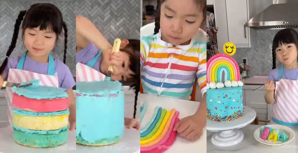 Ellis， uma garotinha canadense de 4 anos de idade， confecciona bolos decorados  — Foto: Reprodução/Instagram