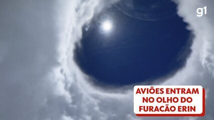 Aviões capturam o olho do furacão Erin enquanto voam através da poderosa tempestade